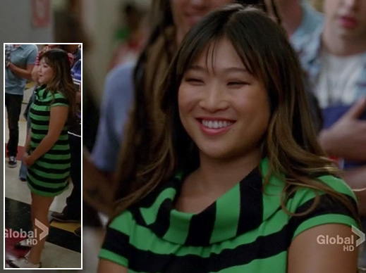 Tina's green and black striped dress on Glee