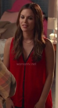 Zoe's red v-neck top with black trim on Hart of Dixie