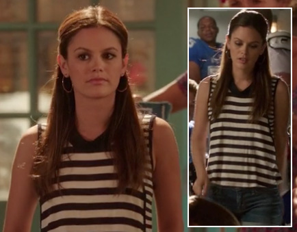 Zoe's navy and white striped tank top on Hart of Dixie