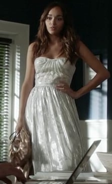 Ashley's strapless silver gown on Revenge