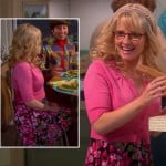 Bernadette’s pink and black floral dress on The Big Bang Theory