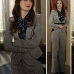 Blair’s grey pant suit and blue floral blouse on Gossip Girl