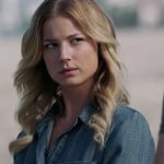 Emily’s chambray pin dot shirt on Revenge