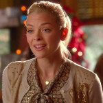 Lemon’s floral blouse with bow and gold sequin cardigan on Hart of Dixie