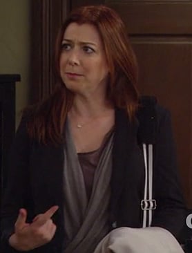 Lily's grey wrap top on How I Met Your Mother