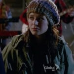 Marley’s green parka jacket and knit beanie on Glee