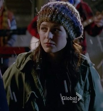 Marley's green parka jacket and knit beanie on Glee