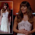 Rachel’s white strapless gown on Glee