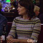 Robin’s grey and yellow striped sweater with elbow patches on How I Met Your Mother