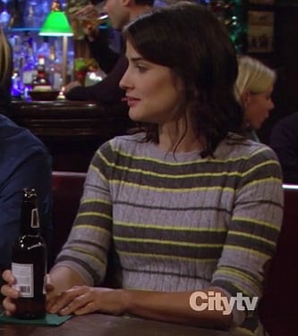 Robin's grey and yellow striped sweater with elbow patches on How I Met Your Mother