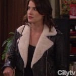 Robin’s leather shearling jacket on How I Met Your Mother