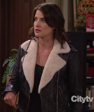 Robin's leather shearling jacket on How I Met Your Mother