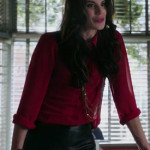 Ruby’s red longsleeve sheer shirt and black leather pants on Once Upon A Time