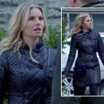 Alex’s long black quilted coat on Happy Endings