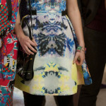 Carrie’s flared multi-colored mirrored print dress on The Carrie Diaries