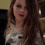 Dorrit’s grey studded camo sweater on The Carrie Diaries