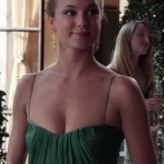 Emily’s green draped gown on Revenge