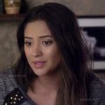 Emily’s grey studded tee on Pretty Little Liars