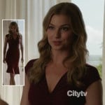 Emily’s burgundy knot front dress on Revenge