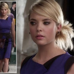 Hanna’s blue and black colorblock peplum dress on Pretty Little Liars