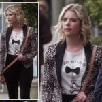 Hanna’s animal print blazer and bow tie/eiffel tower top on Pretty Little Liars