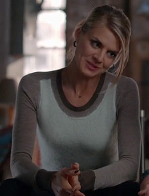 Jane's grey colorblock sweater on Happy Endings