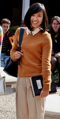 Jill's mustard yellow sweater with white collar on The Carrie Diaries