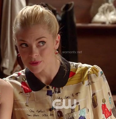 Lemon's graphic print blouse with black peter pan collar on Hart of Dixie