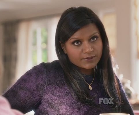 Mindy's purple and grey ombre sweater on The Mindy Project