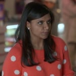 Mindy’s red/coral polka dot sweater on The Mindy Project