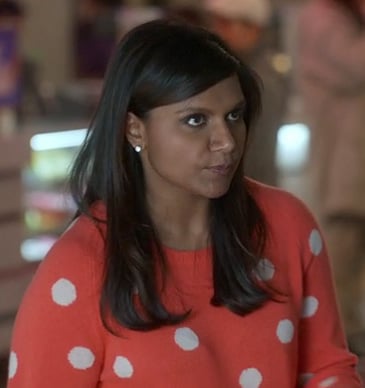 Mindy's red/coral polka dot sweater on The Mindy Project