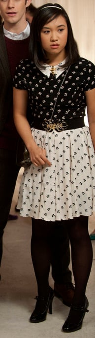 Jill (Mouse)'s black and white printed dress on The Carrie Diaries