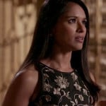 Padma’s black dress with gold embroidered flowers on Revenge