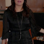 Penny’s black bell sleeve grid dress on Happy Endings