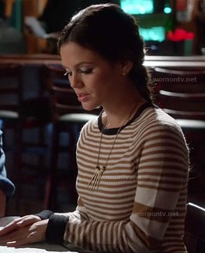 Zoe’s brown and white striped sweater on Hart of Dixie