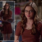 Rose’s orange and black striped dress with gold bow necklace on Hart of Dixie