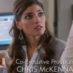 Shauna’s glittery chevron / arrow earrings and grey shirt on The Mindy Project