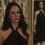 Victoria’s black ruffled halter dress on Revenge