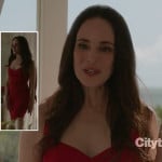 Victoria’s red bow front dress on Revenge