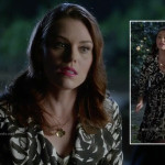 AnnaBeth’s black and white rose print coat on Hart of Dixie