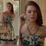 AnnaBeth’s blue and white printed strapless dress on Hart of Dixie