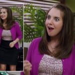 Annie’s floral top with magenta cardigan and black pencil skirt on Community