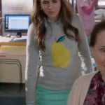 Betsey’s grey pear sweater on The Mindy Project