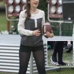 Jess’s black/navy and white striped long sleeve blouse on New Girl