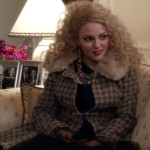 Carrie’s houndstooth coat with faux fur collar on The Carrie Diaries