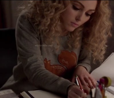 Carrie’s grey squirrel sweater on The Carrie Diaries