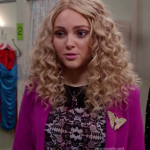 Carrie’s lace dress, pink blazer and butterfly brooch on The Carrie Diaries