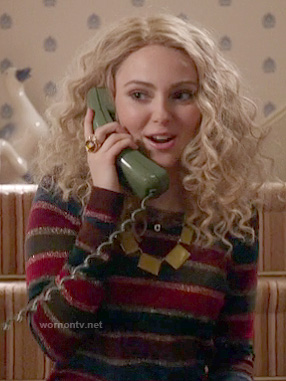 Carrie's striped speckled sweater on The Carrie Diaries
