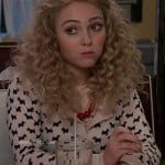 Carrie’s white scottie/dog print cardigan on The Carrie Diaries