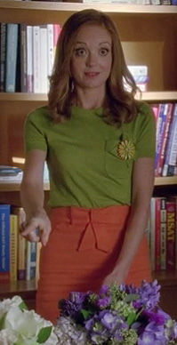 Emma's orange bow skirt and green top on Glee